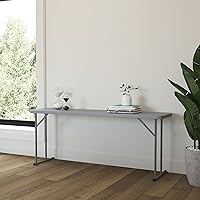 Vista 6 de EMMA + OLIVER Mesa plegable rectangular de plástico blanco de 6 pies con patas de bloqueo para entrenamiento o seminarios