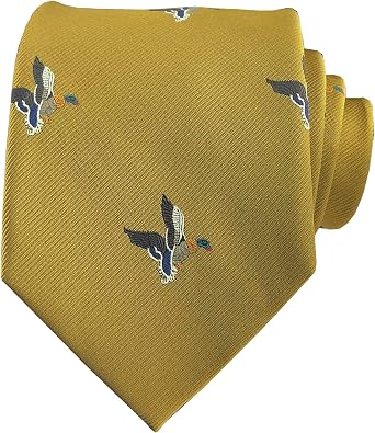 Kihatwin Mens Novelty Ties Flying Ducks Patterned Embroidered Repp Casual Handmade Daily Formal Necktie