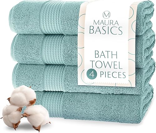 Maura Basics - Toallas de baño de alto rendimiento con lazo para colgar. Toalla estándar americana de 30 x 56 pulgadas. Suave, duradera, duradera y