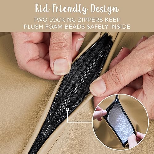 Miniatura 6 de Factory Direct Partners Puf rústico occidental de 35 pulgadas; piel sintética envejecida, baja al suelo para leer, jugar videojuegos y relajarse;