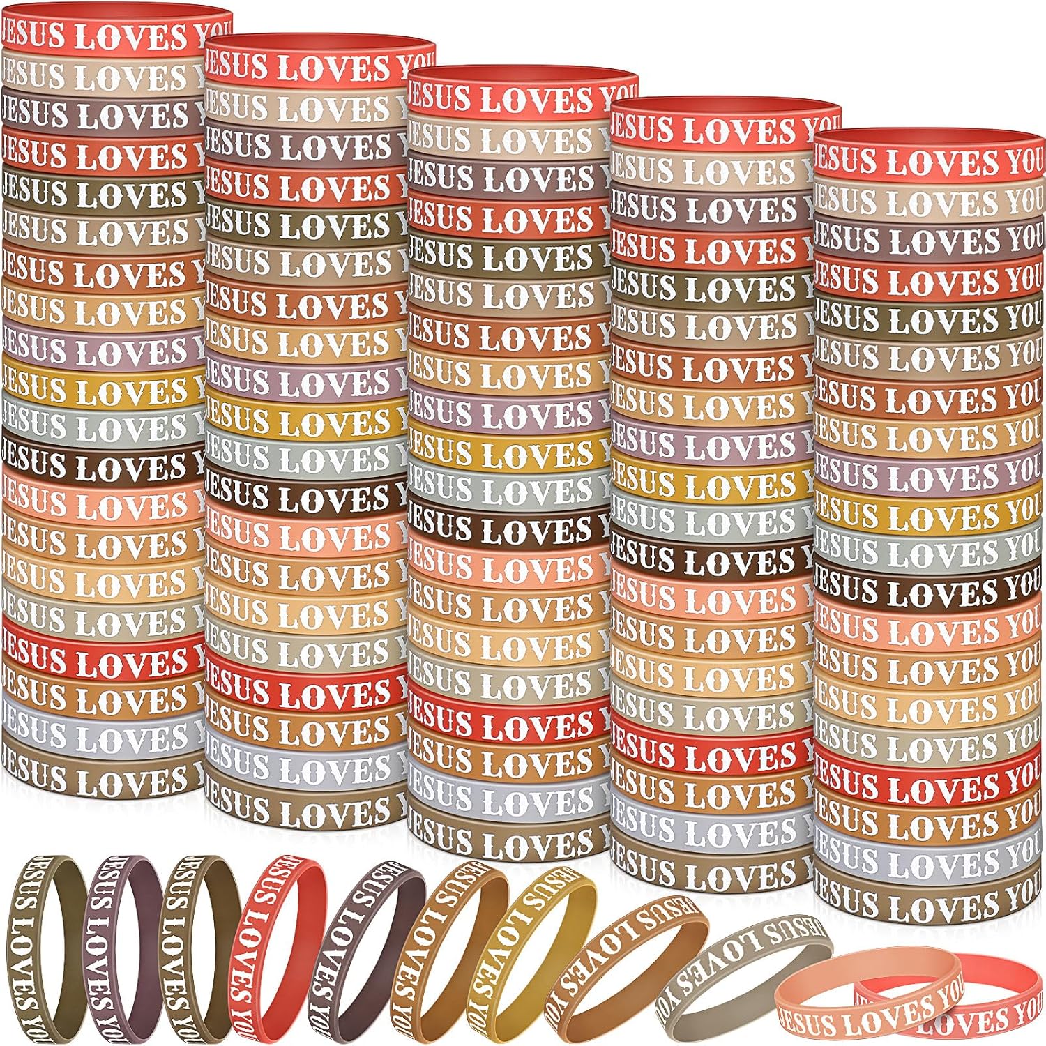 Lewtemi 100 Pcs Jesus Loves You Bracelet Bulk Christian Bracelet