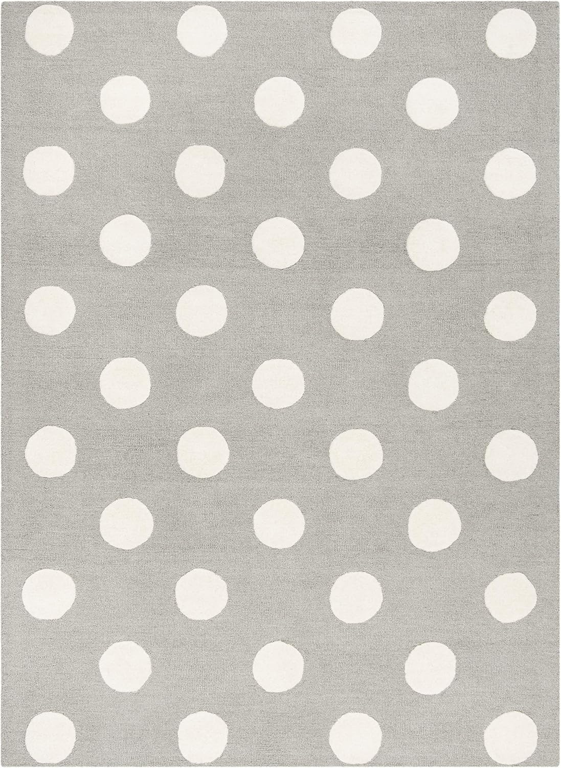 SAFAVIEH Kids Collection Area Rug - 6' x 9', Grey & Ivory, Handmade Polka Dot Wool, Ideal for High Traffic Areas in Living Room, Bedroom (SFK904C)