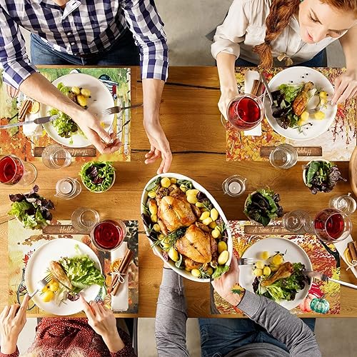 Miniatura 7 de Whaline 6 diseños de otoño, manteles individuales de papel de acuarela, calabaza, Acción de Gracias, manteles de papel decorativos para cocina, mesa