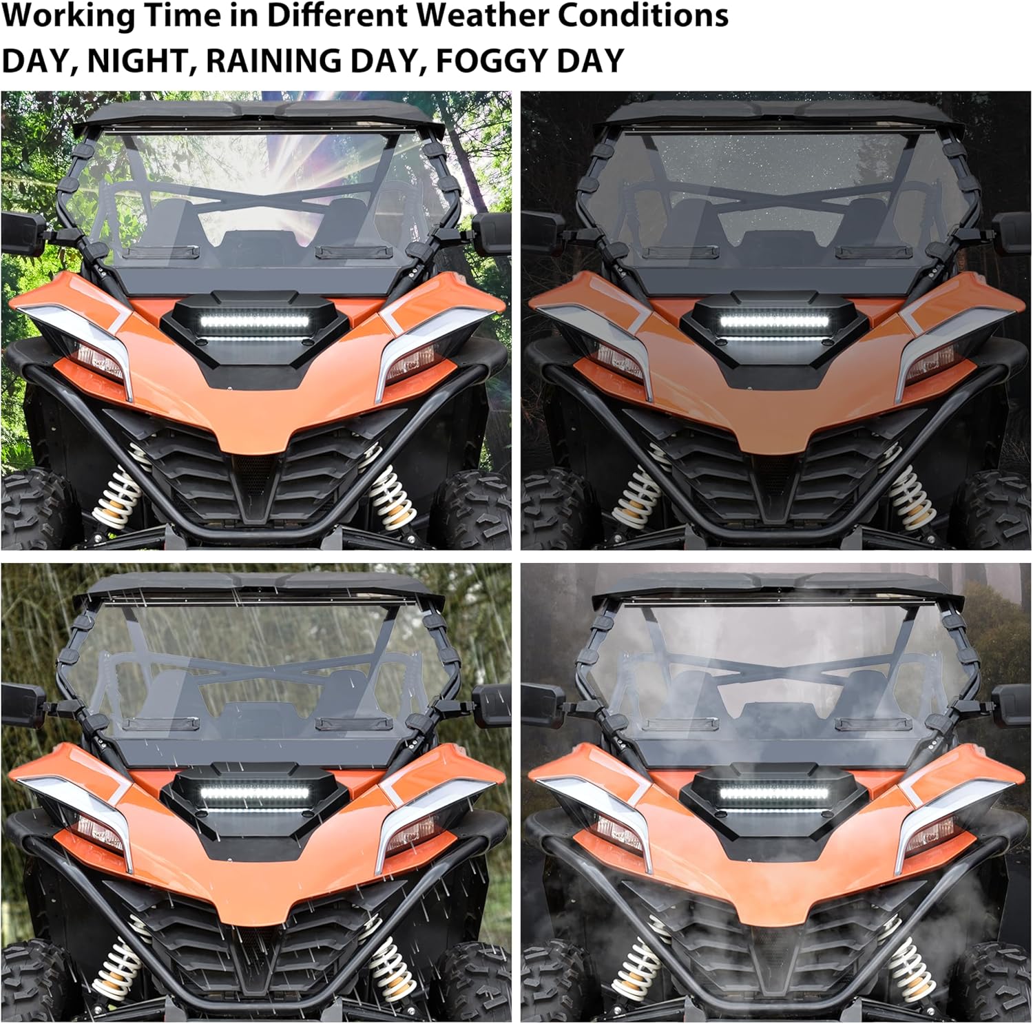 SAUTVS Sport Hood Scoop with LED Spotlight for CFMOTO ZFORCE 950 20-24, Sporty Front Hood Cover with Auxiliary Light Kit for CFMOTO ZFORCE 950 H.O. EX Sport 2020-2024 Accessories