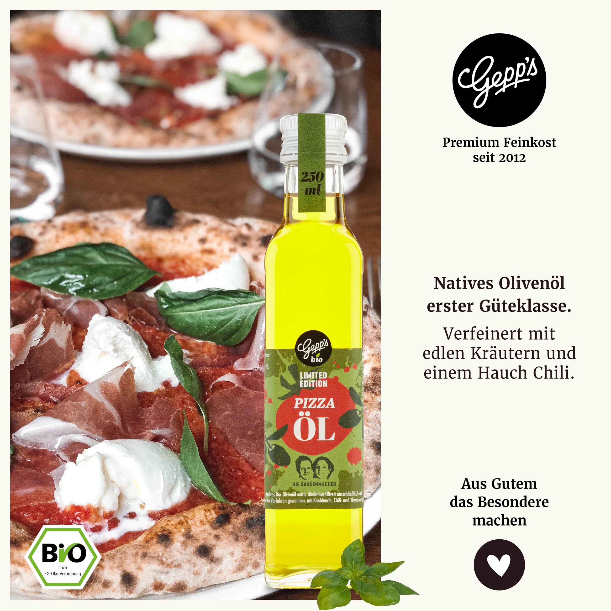 Gepp’s Feinkost DIY Pizza Geschenkset mit Pizzateig, Sugo, Pizzaöl und Bio Pizzagewürz