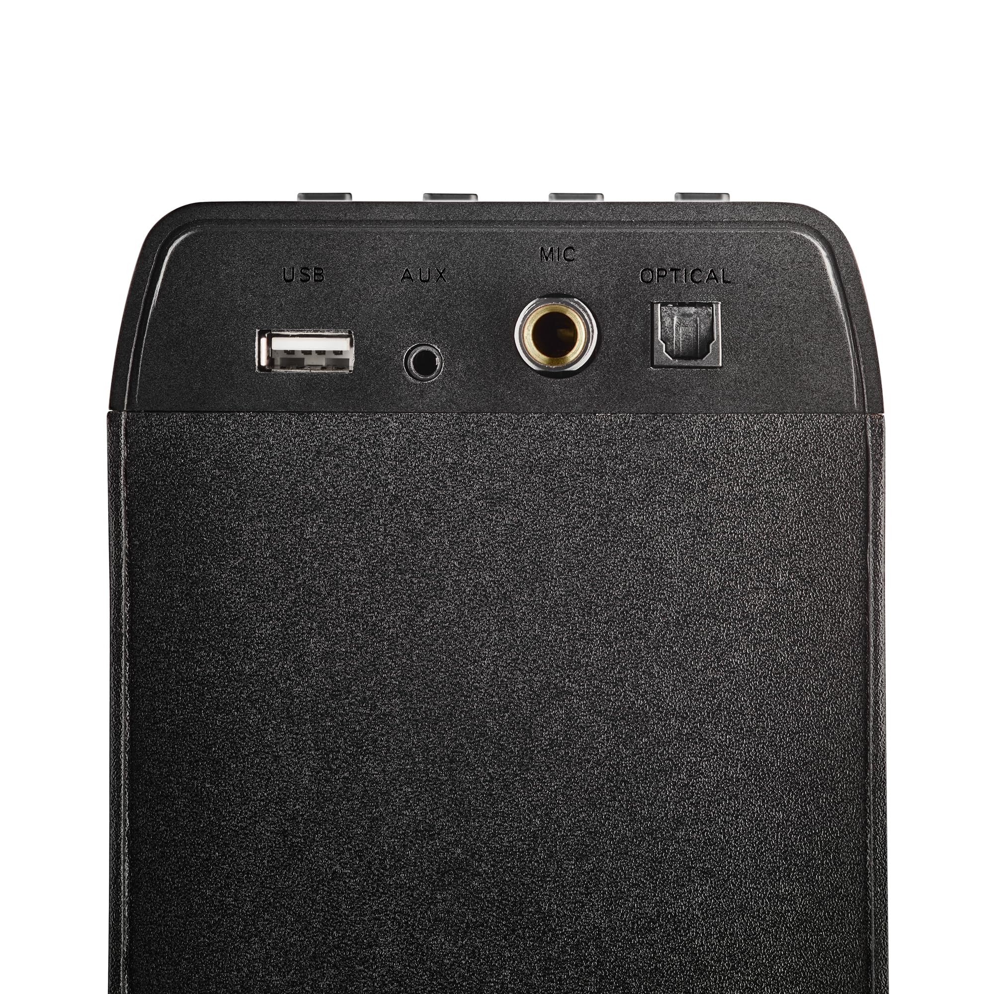 NGS Sky Charm Pro - Tour de Son 50 W avec Bluetooth 5.4, entrée Optique, USB, Entrée Auxiliaire, Radio FM, Fonction de Diffusion, Entrée Microphone Karaoké, Télécommande, Noir