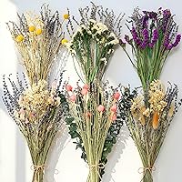 Maysing 6 Pack Boho Dried Lavender Flowers Bouquet 15-17 Inch Handmade Bundles for Wedding Vase DIY Crafts Bridesmaid Gifts