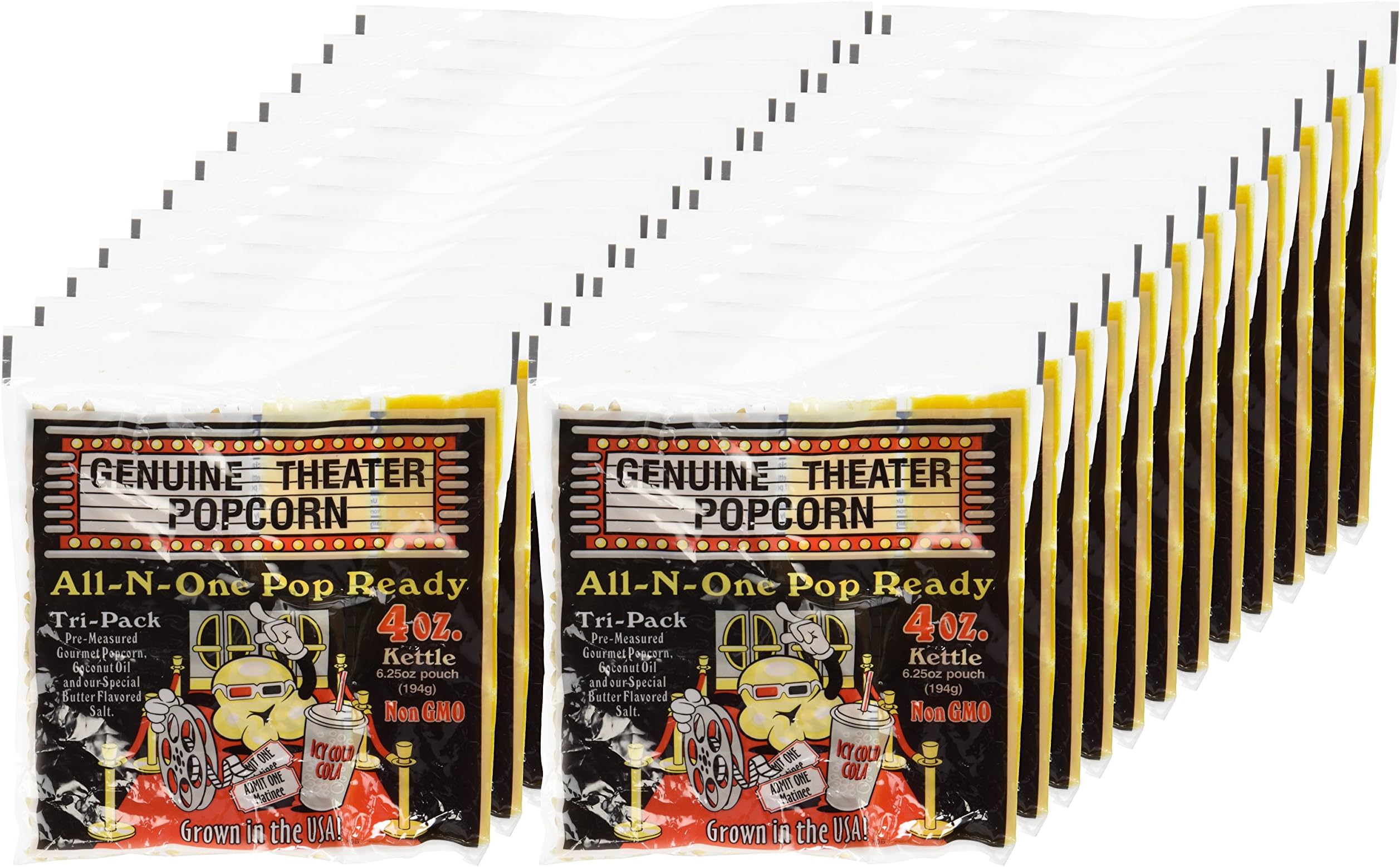 Premium Popcorn 4 Ounce Portion Packs- Bulk Pack of Gourmet Movie Theater Style Popcorn by Superior Popcorn (24 Pack)