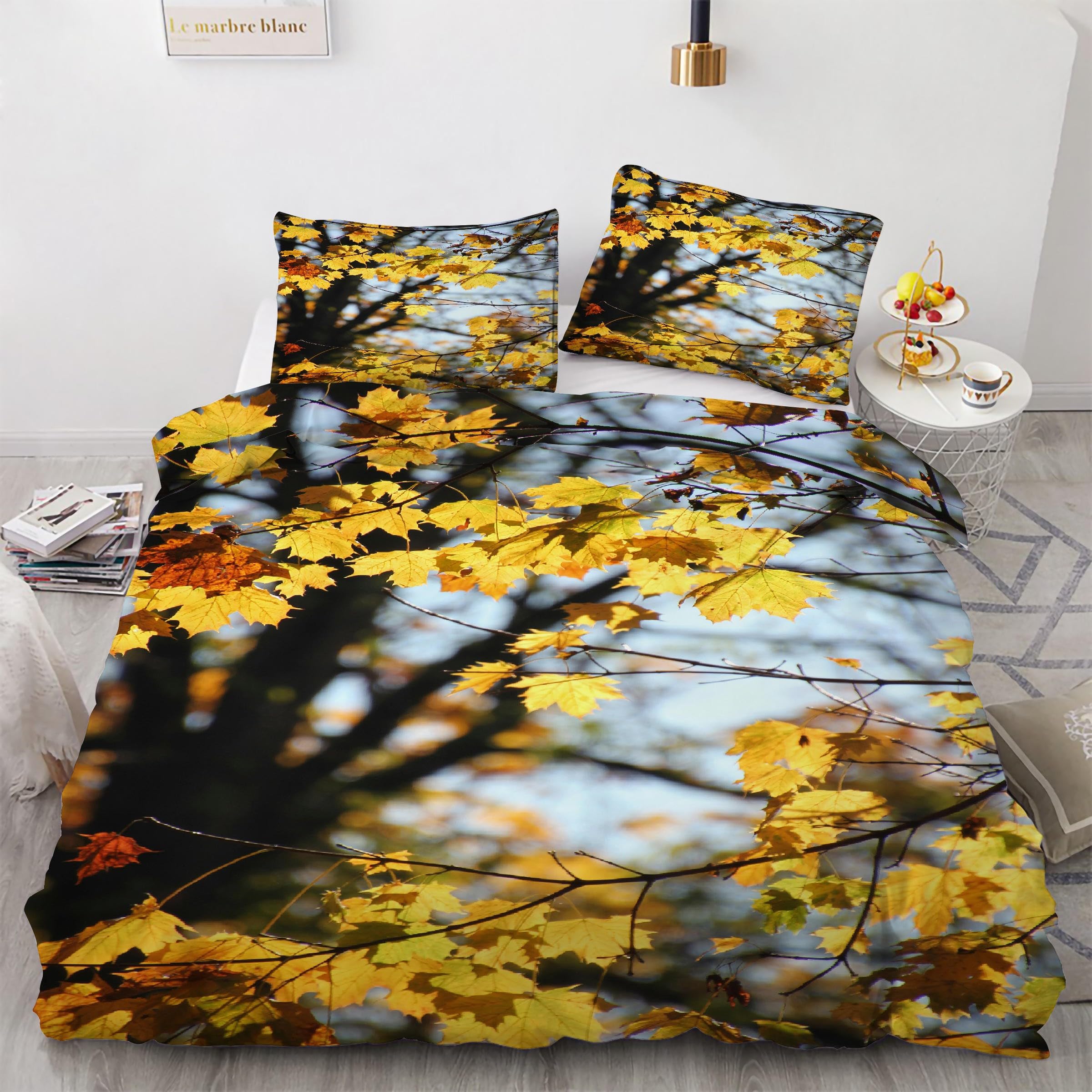 Parure de lit fleurs pour chambre parentale housse couette 220x240 cm zippée