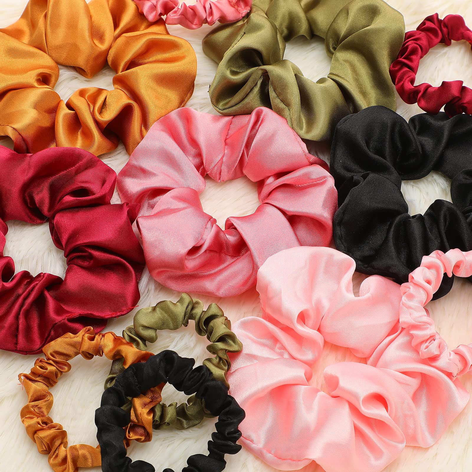 Hair Scrunchies Set of 2 Ruffled Polyester for Thick or Thin Hair Women 7Pcs Silk Hair Scrunchies for Women - Soft Satin Hair Ties  main image 2