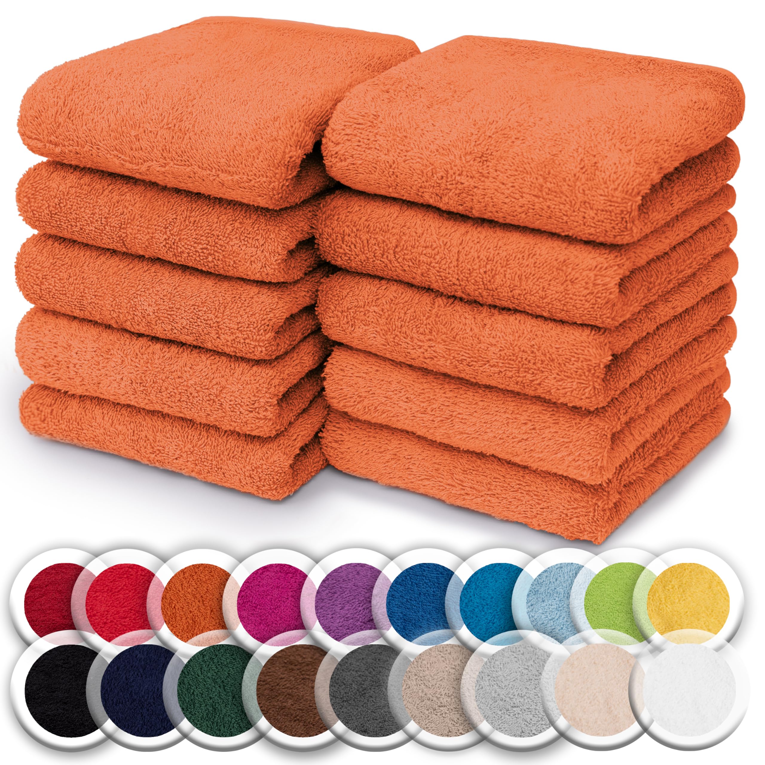 NatureMark 10er Set Frottee Waschlappen – 100% Baumwolle, weich & saugfähig – 30×30 cm, Terrakotta