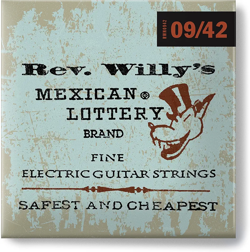 Cordas para guitarra elétrica JIM JIM DUNLOP RWN0942 Reverend Willy aço niquelado, leve, .009-.042, 6 cordas/conjunto