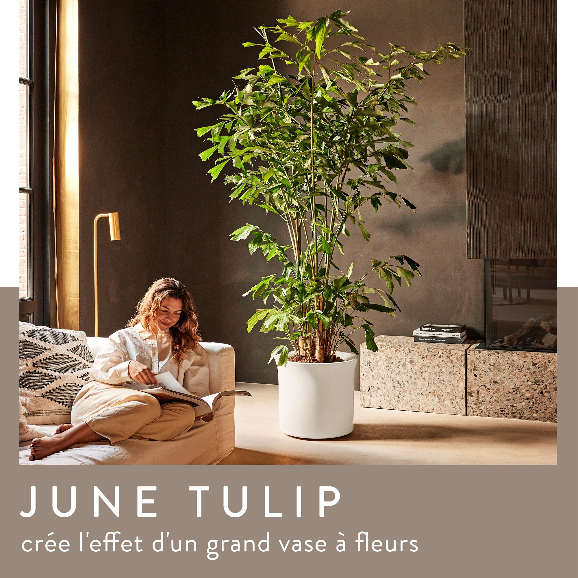 Elho June Tulip 40cm Pot de Fleurs - Linen White