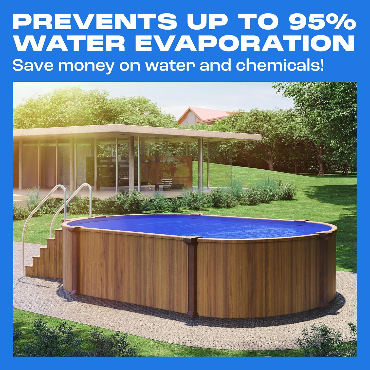 Oval Solar Pool Cover - Extra Durable 14-Mil Polymer Micro Bubble for 15 x 30 ft Above Ground Pool by Yankee, Keeps Water Warm, Prevents Loss, Weatherproof Solar Blanket