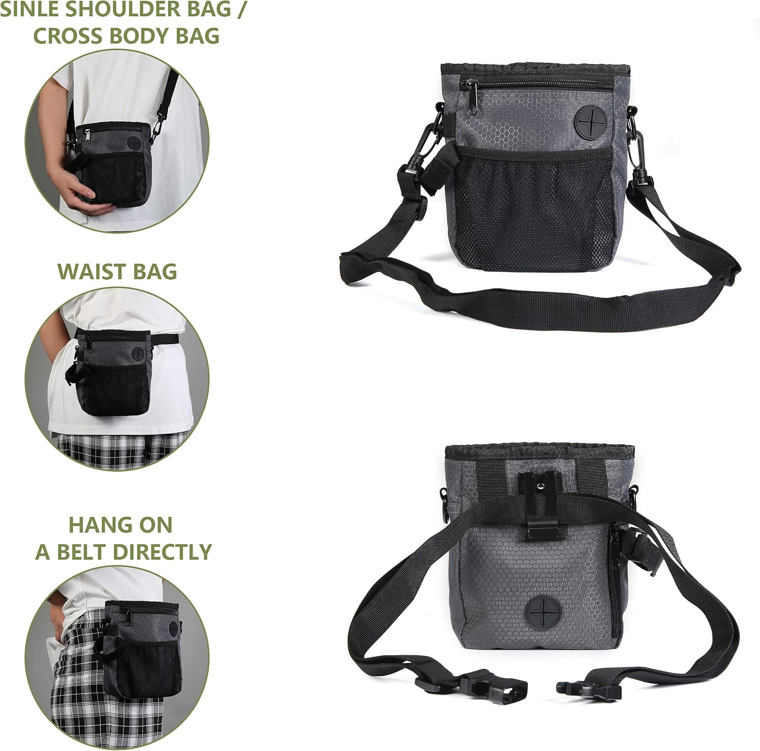 SLSON Dog Treat Pouch Bag with Collapsible Dog Bowl, Dog Walking Bag with Water Bottle Bag - Image 4