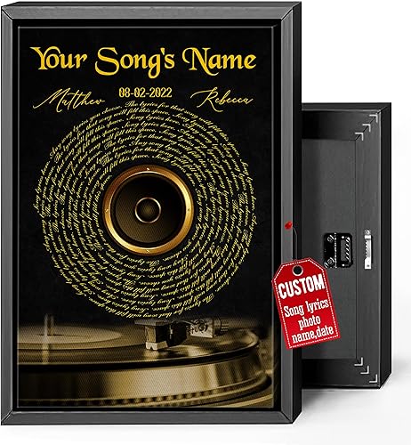 H-DEWALL Letras de canciones personalizadas, lienzo enmarcado, regalos para ella, cumpleaños, esposa, obras de arte para dormitorio, lienzo musical