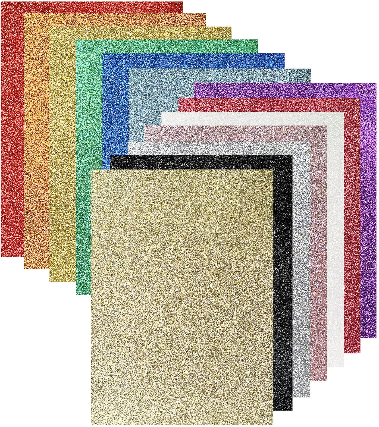 Sukh 20pcs Glitter Cardstock Paper - Glitter Cardstock Paper A4 Thick Colored Craft Halloween Christmas Valentines Gift Box Wrapping DIY Wedding Birthday Party Sparkle Decor Scrapbook 14 Colors 250GSM