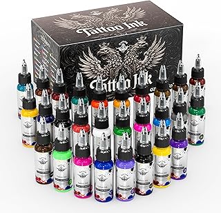 Tattoo Ink Set 28 Colors, 1oz (30ml) Each, Ultra-High Saturation & Easy ...