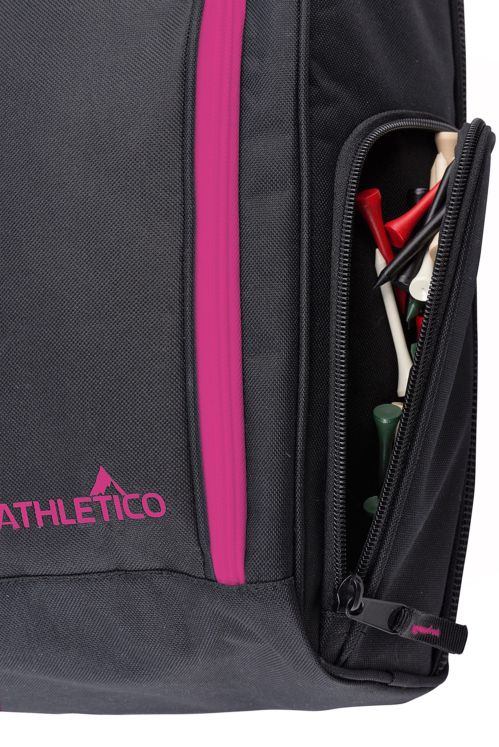 Athletico Golf-Schuhtasche – Reißverschluss-Schuhtasche mit Belüftung und Außentasche für Socken, Tees, etc. (schwarz/rosa)