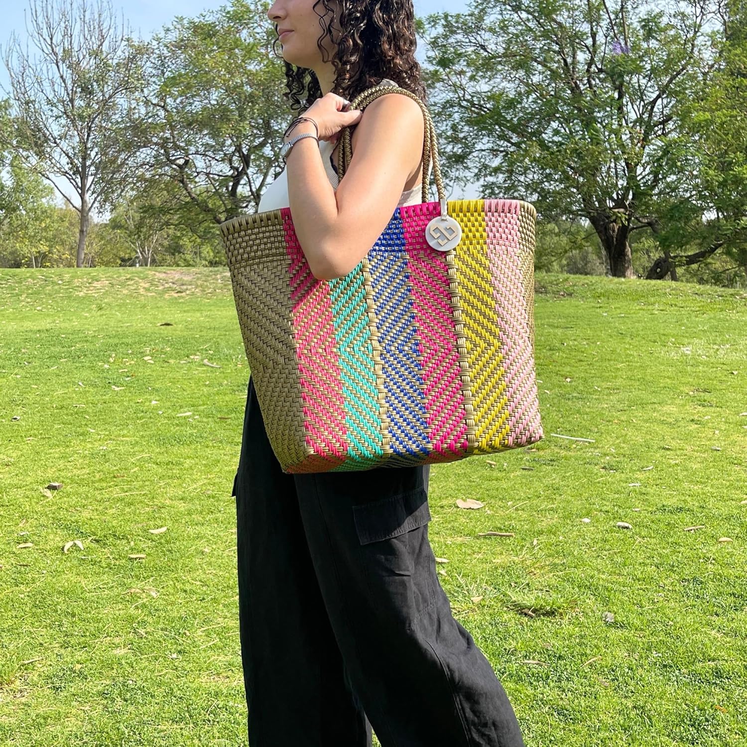 MARIA VICTORIA Large Mexican Woven Tote - Waterproof Multi-Color Beach & Shopping Bag - Image 2