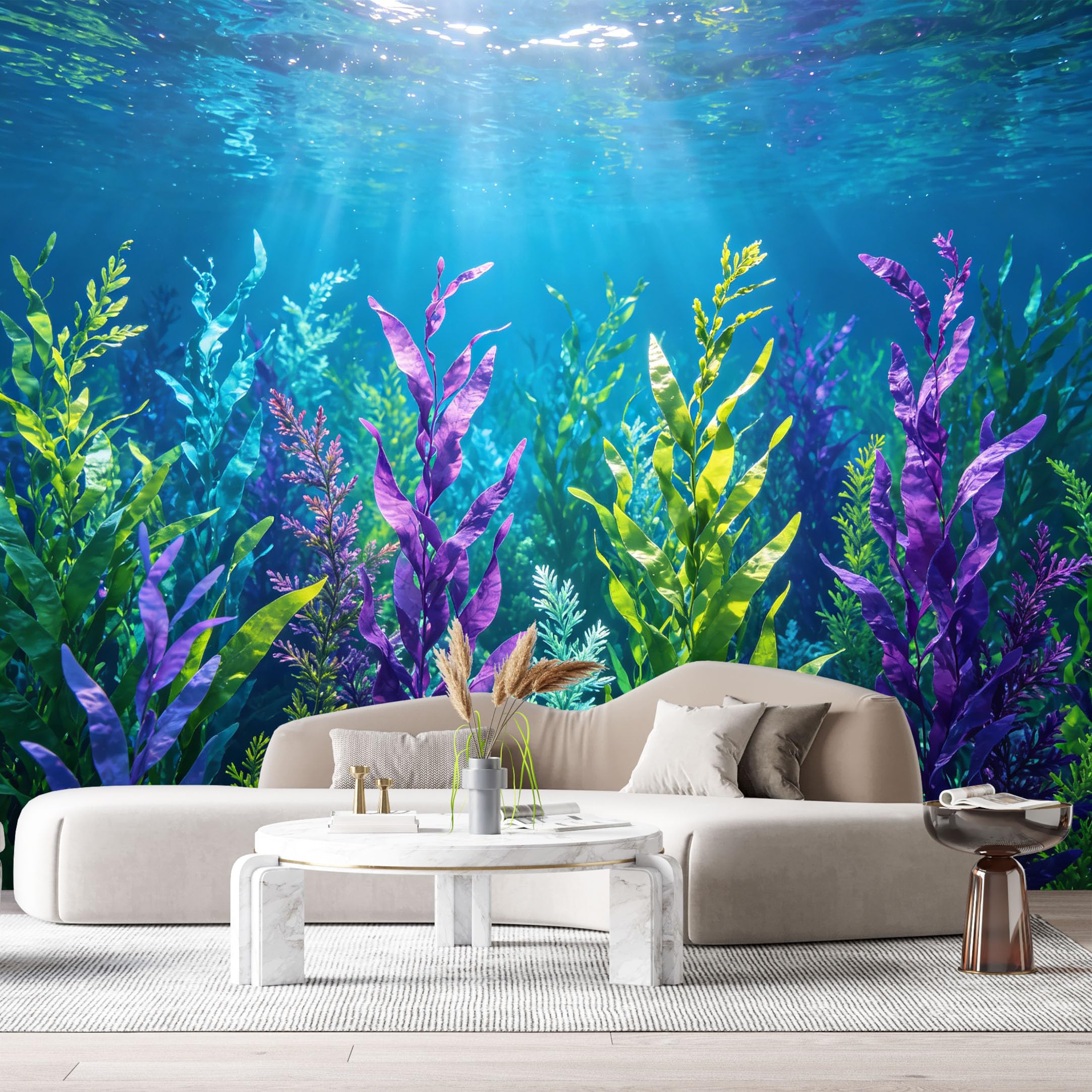 Custom Size Wall Murals Ocean Marine Underwater Seaweed Sunlight 3D SelfAdhesiveWall Fabric Removable Wallpaper Wall Decor for Living Room Bedroom Bathroom