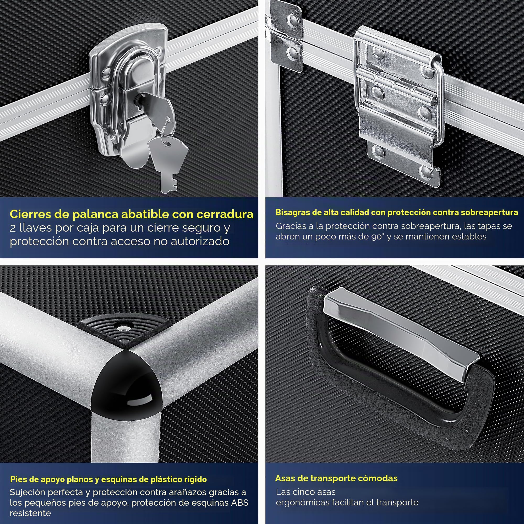 Masko - Juego de 3 cajas de transporte y almacenamiento de aluminio