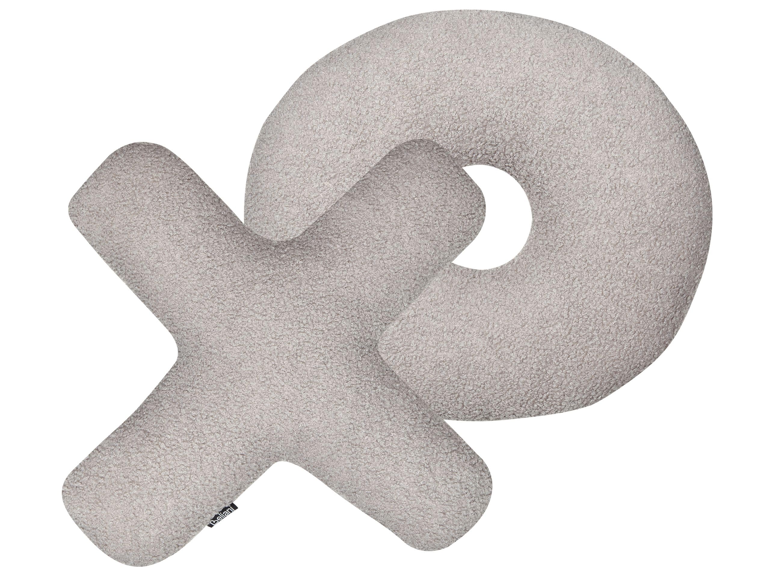 Beliani Set of 2 Teddy Letter Cushions Fabric XO Throw Pillows Textile Decorations Light Grey Hesperis