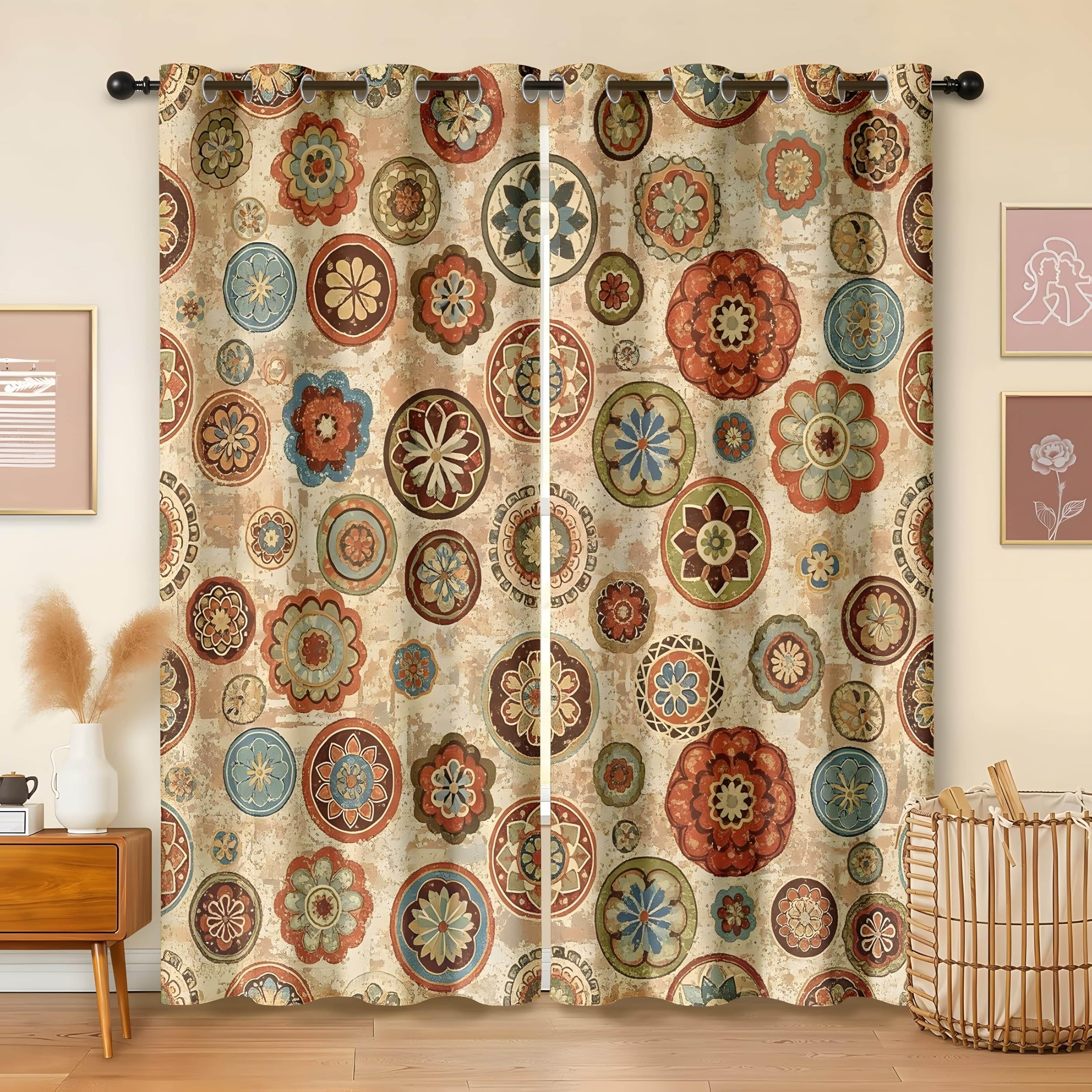 Rideaux fleurs rétro pour une décoration chambre et salon cosy