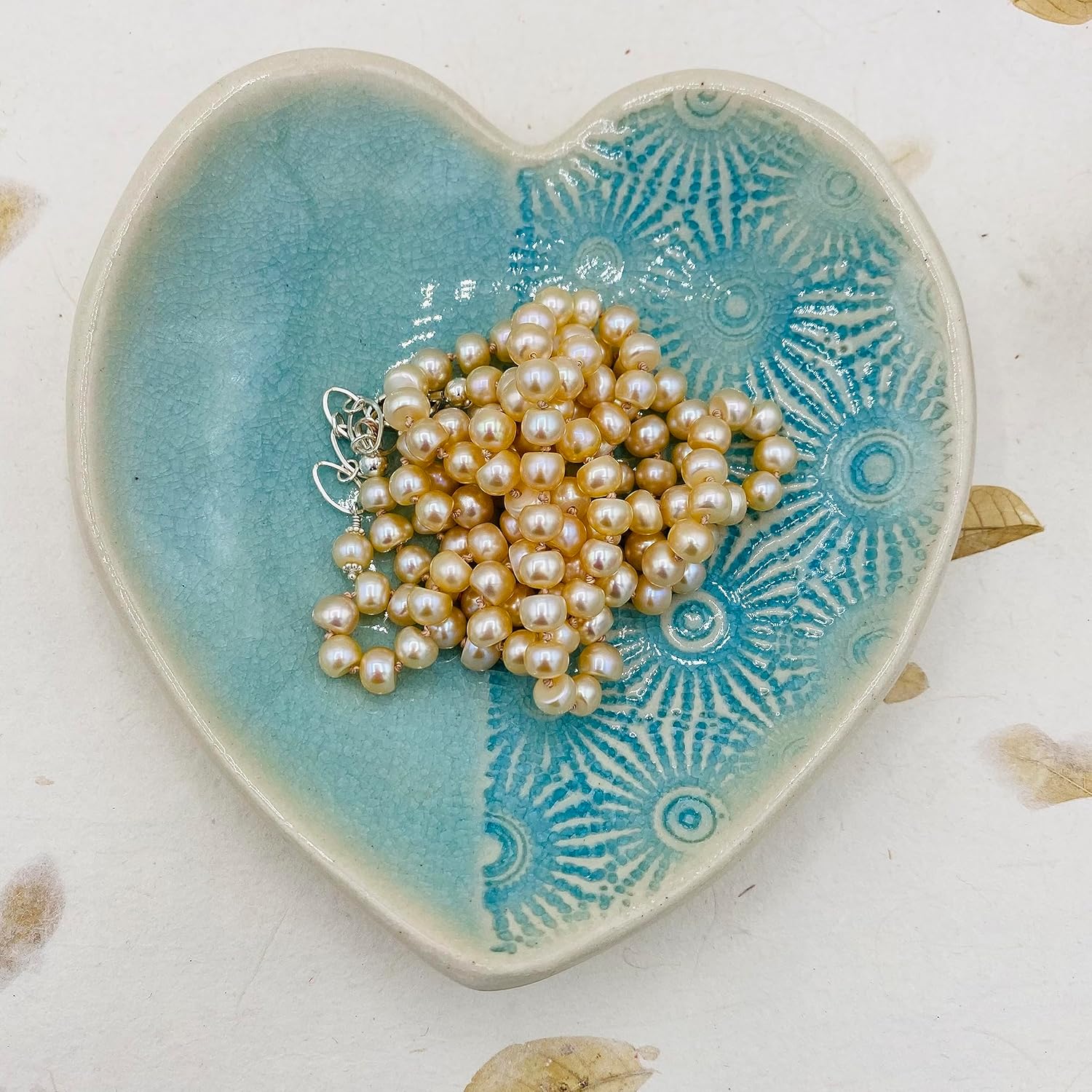 Turquoise Pottery Heart 5.5 Inch, Soap Dish, Ring Holder, Handmade in USA