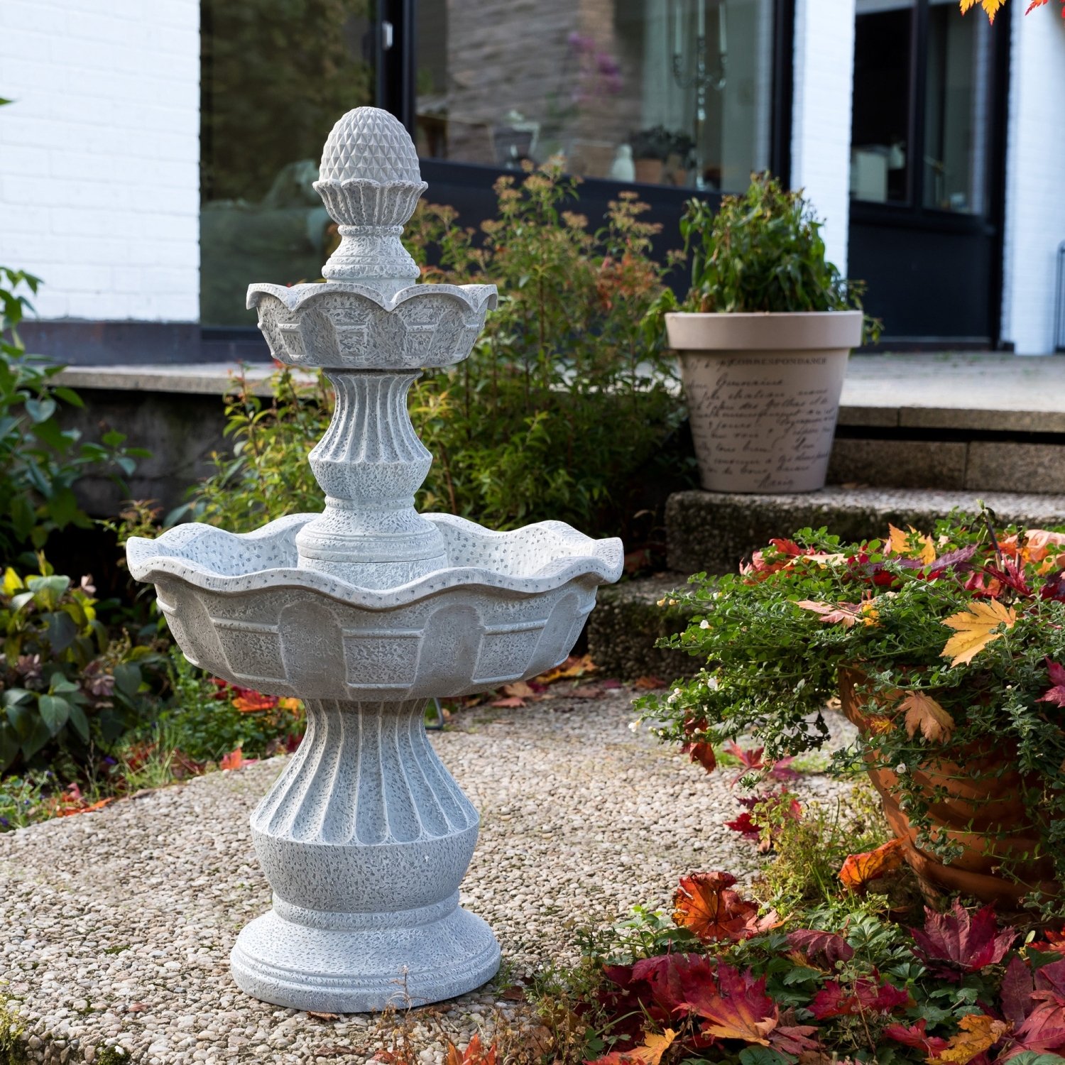 STILISTA Gartenbrunnen Modell Athene Steinoptik 50 x 48 x 85 cm Springbrunnen inkl. Pumpe