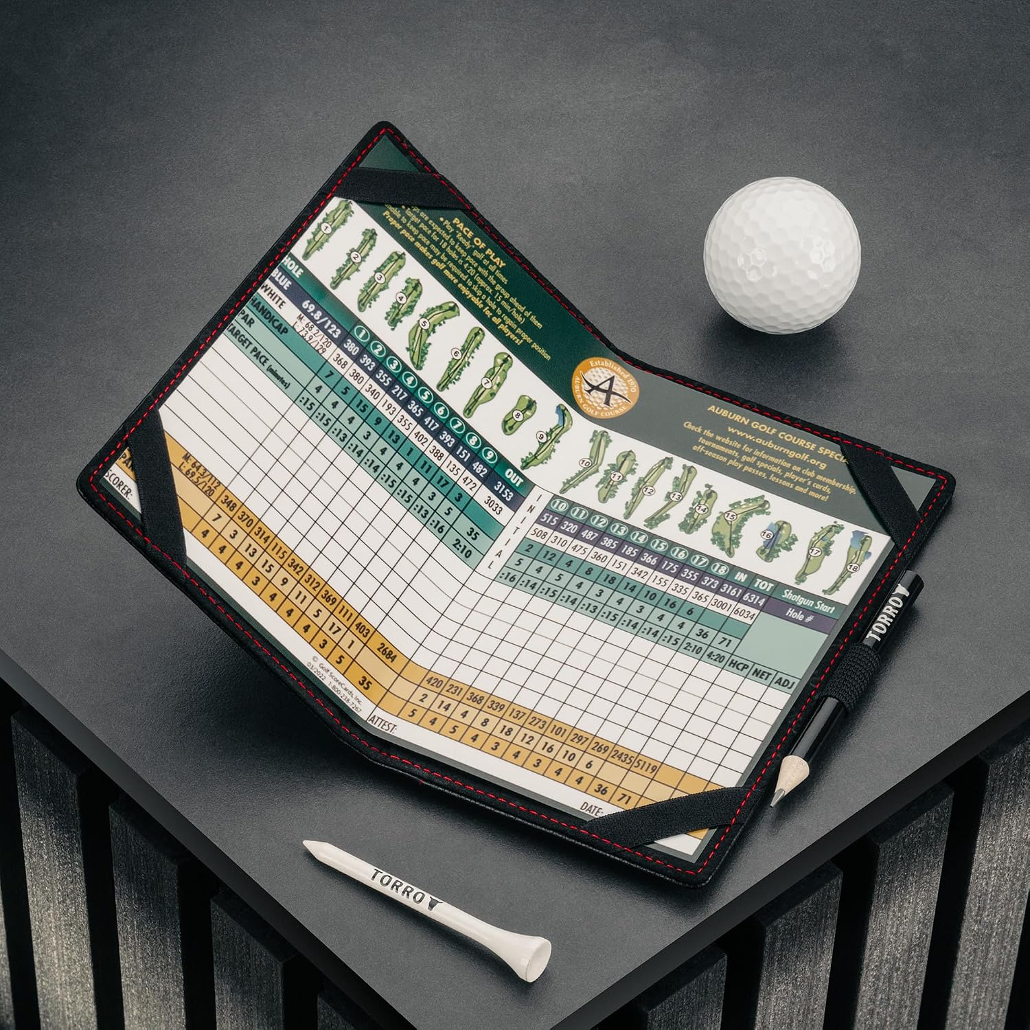 TORRO Regular Golf Scorecard Holder – Genuine Leather Golf Score Card Wallet with Card Slot and Pencil Loop