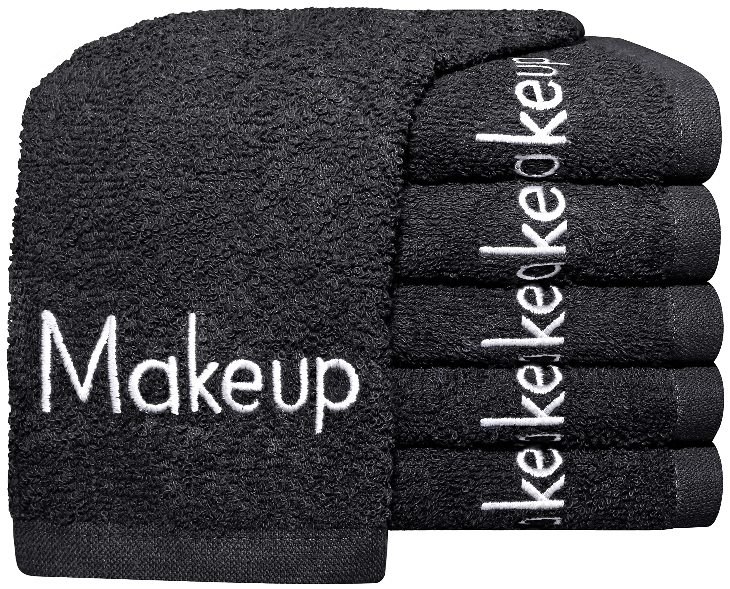 QCS Towels - 6 Pack Makeup Remover Cloth - 100% Cotton - Premium Quality Multi-purpose Towelling - Bath Washing Mitts - Absorbent Flannel Face Towel Reusable Cleansing 30 x 30 cm (Black)