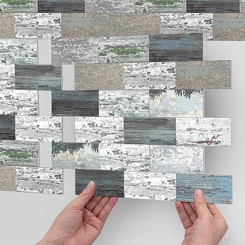 Miniatura 2 de Azulejos de protección contra salpicaduras para pared de cocina y baño, papel tapiz extraíble de panel 3D (paquete de 10 unidades de 13.5 x 11.5