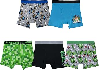 Minecraft Boys' Ultimate Gamer 7-pack Athletic Boxer Briefs With Coolcraft Technology in Sizes 4, 6, 8 and 12