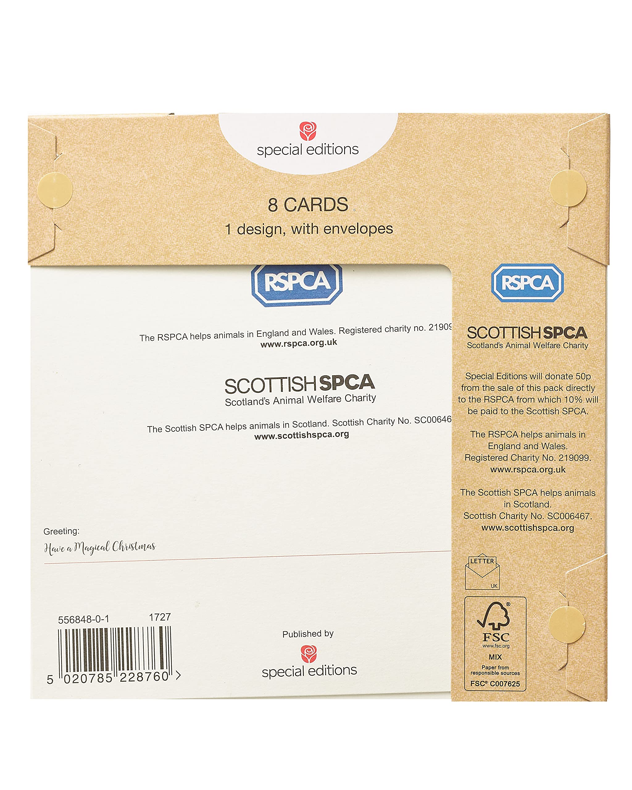 Pack of 8 Wish Upon A Star RSPCA Charity Christmas Cards Xmas Cards, Gold, 11mm x 163mm - Image 4