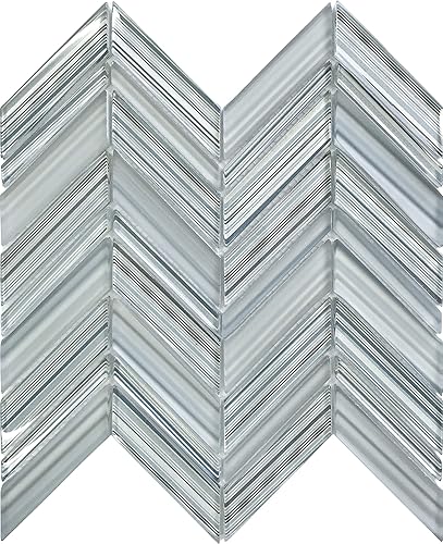 Azulejo de mosaico de vidrio Chevron de 3,75 pies cuadrados (caja de 5 hojas)