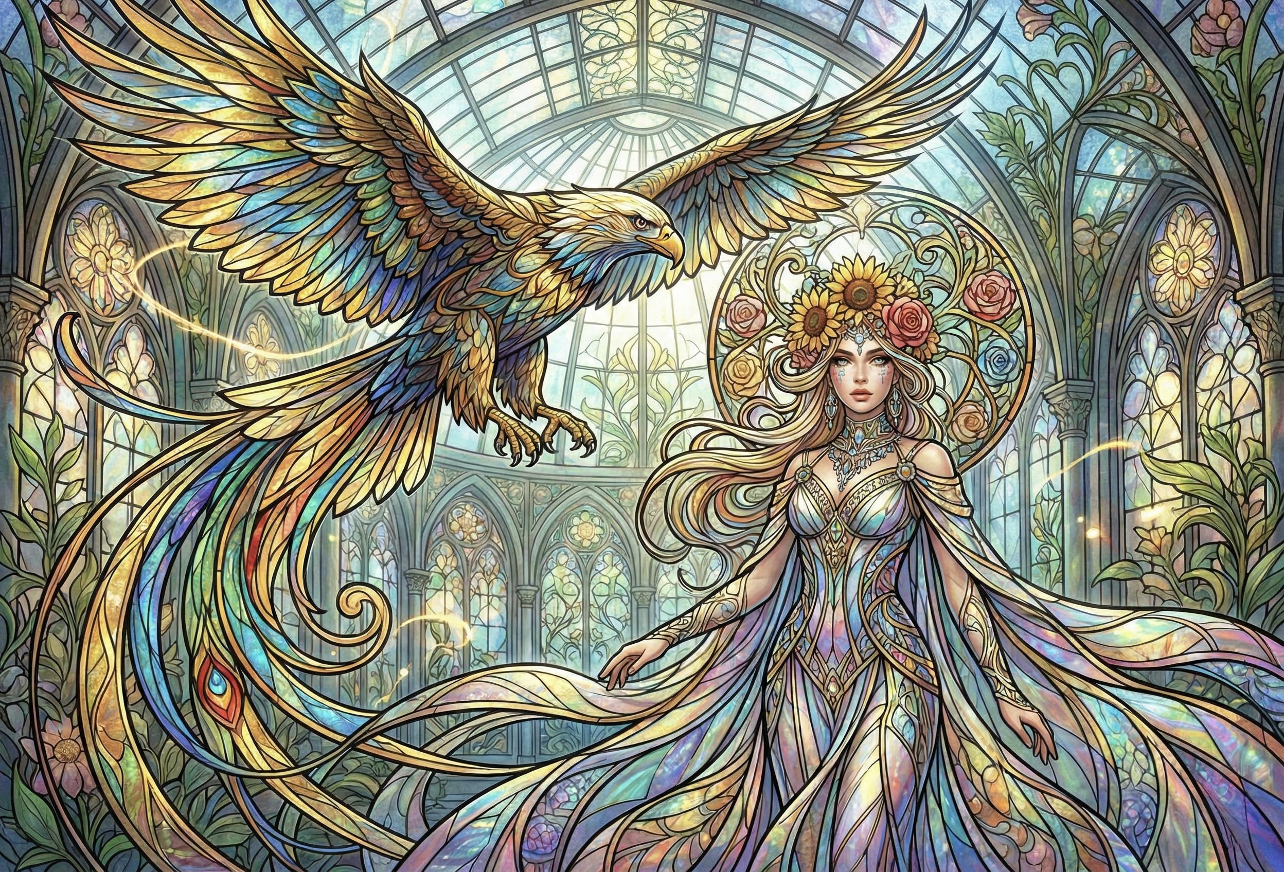 Art Nouveau Mucha Eagle Goddess Jigsaw Puzzle 1000 Pieces, Gift for Adults — image 1
