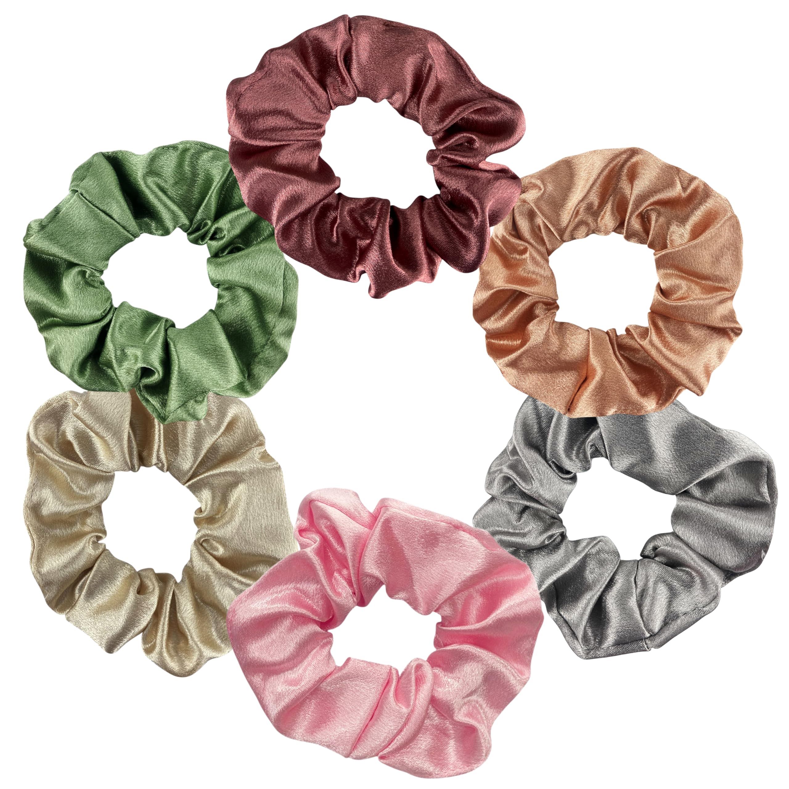 TEMPERIA Hair Srunchies Set For Women & Girls (6pcs) | Silk Satin Crunchies Ponytail Rubber Bands Ties | Soft, Smooth, Gentle | Same Colour as Shown (HBY101)-image-40