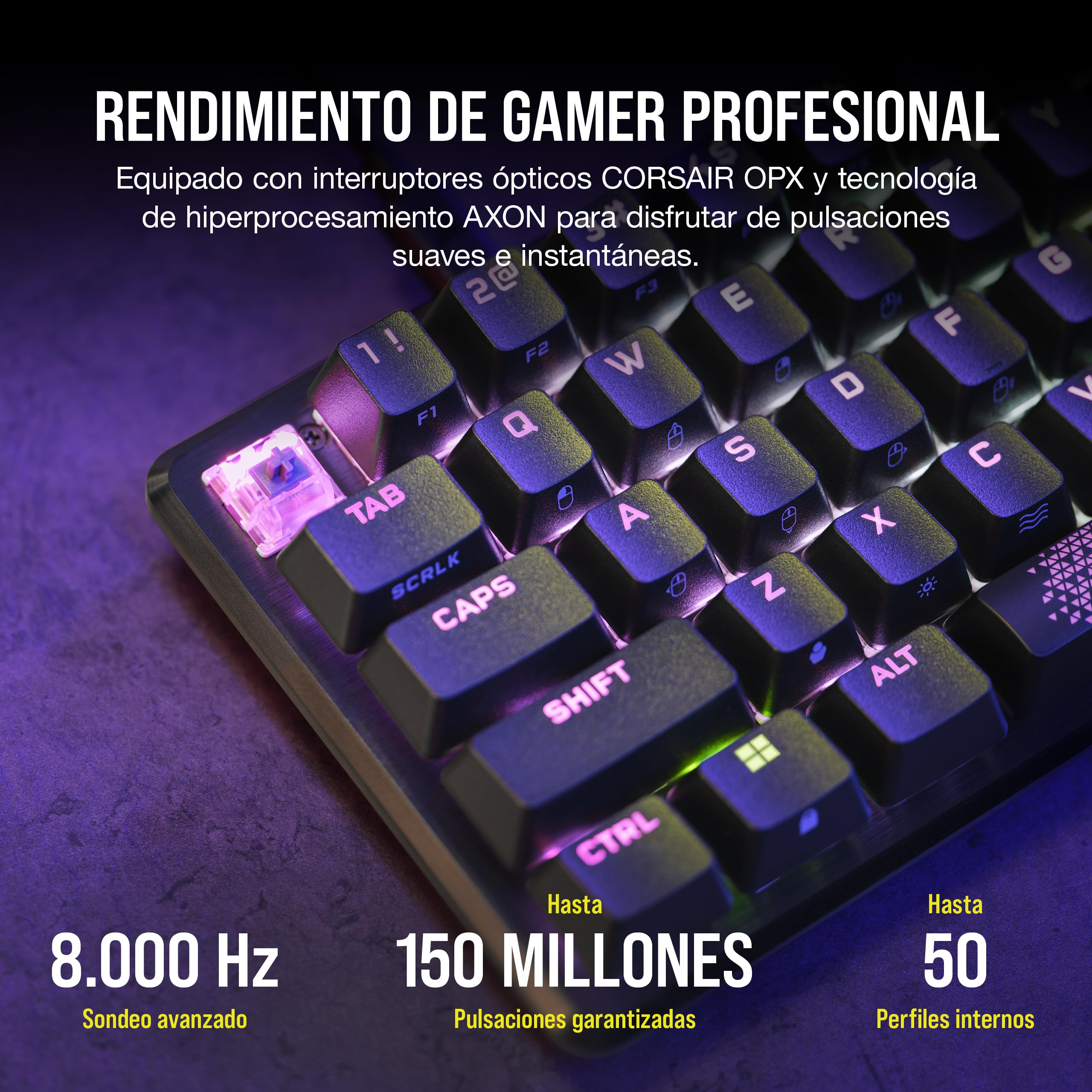Corsair K65 Pro Mini RGB 65% Teclado con Cable para Juegos - Negro | QWERTY ES, Óptico-Mecánico, Interruptores OPX, Teclados PBT Double-Shot, Compatible con iCUE
