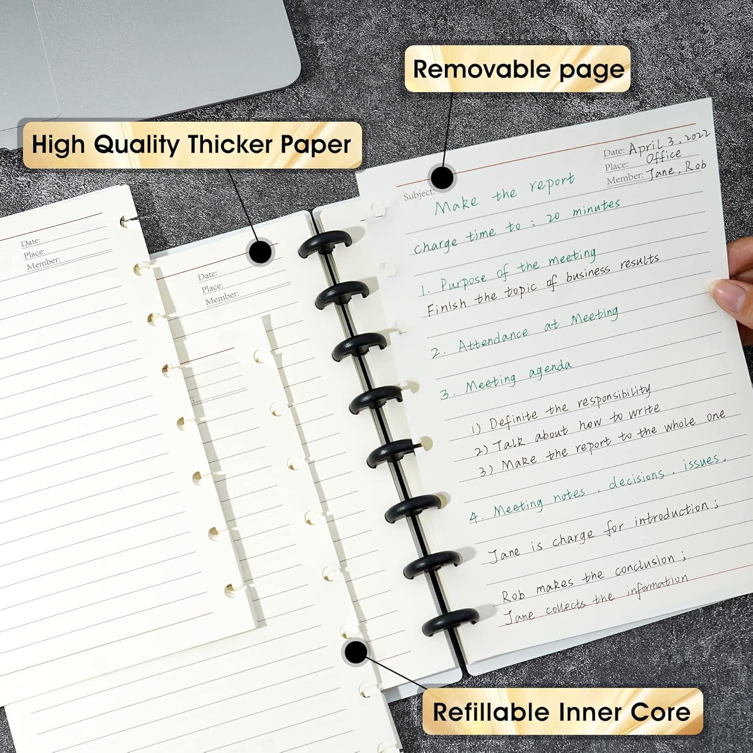 Yoment 2 Pack Discbound Notebook Customizable Spiral Journal Refillable 5 Subject Notebook with Removable Pages 120 Wide Ruled Disc Planner