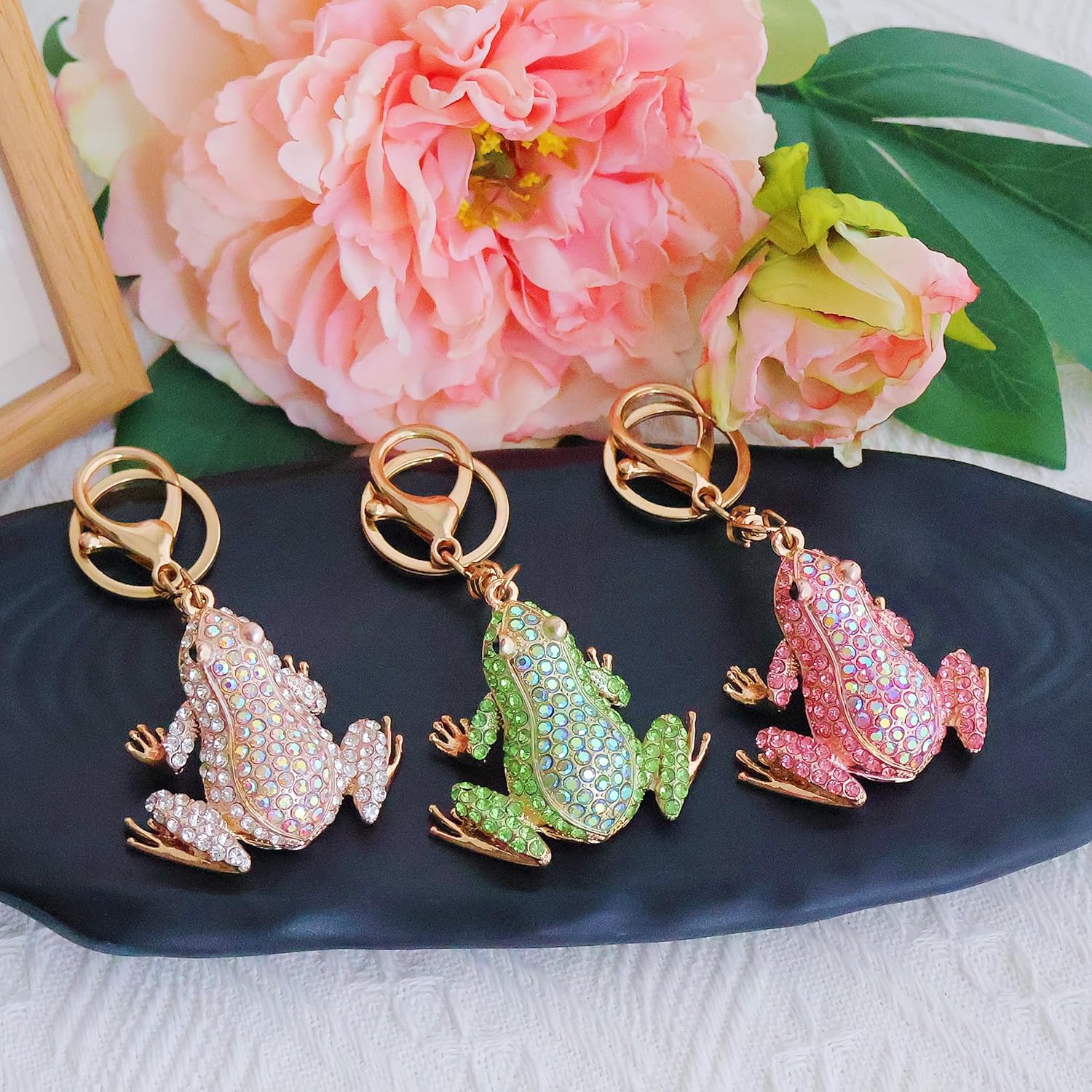 Cute Keychain Women Key Chains For Car Kawaii Anime Crystal Bling Pink Keychains Ring For Bag Purse Charm Accessories - Image 2