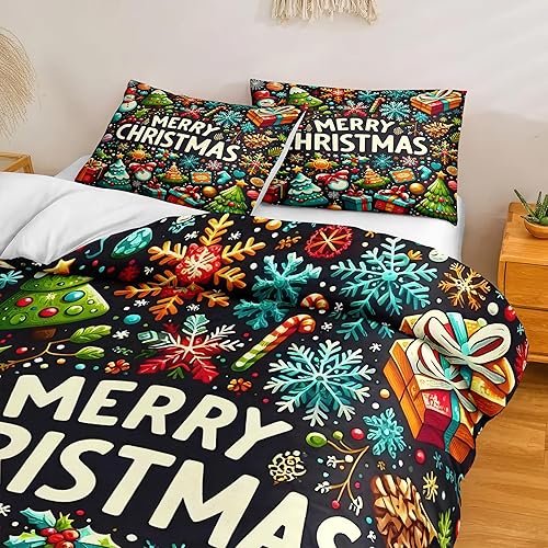 Miniatura 3 de Herside Juego de ropa de cama de Halloween de dibujos animados, funda de edredón tamaño Queen para niños y niñas, lindo juego de ropa de cama con