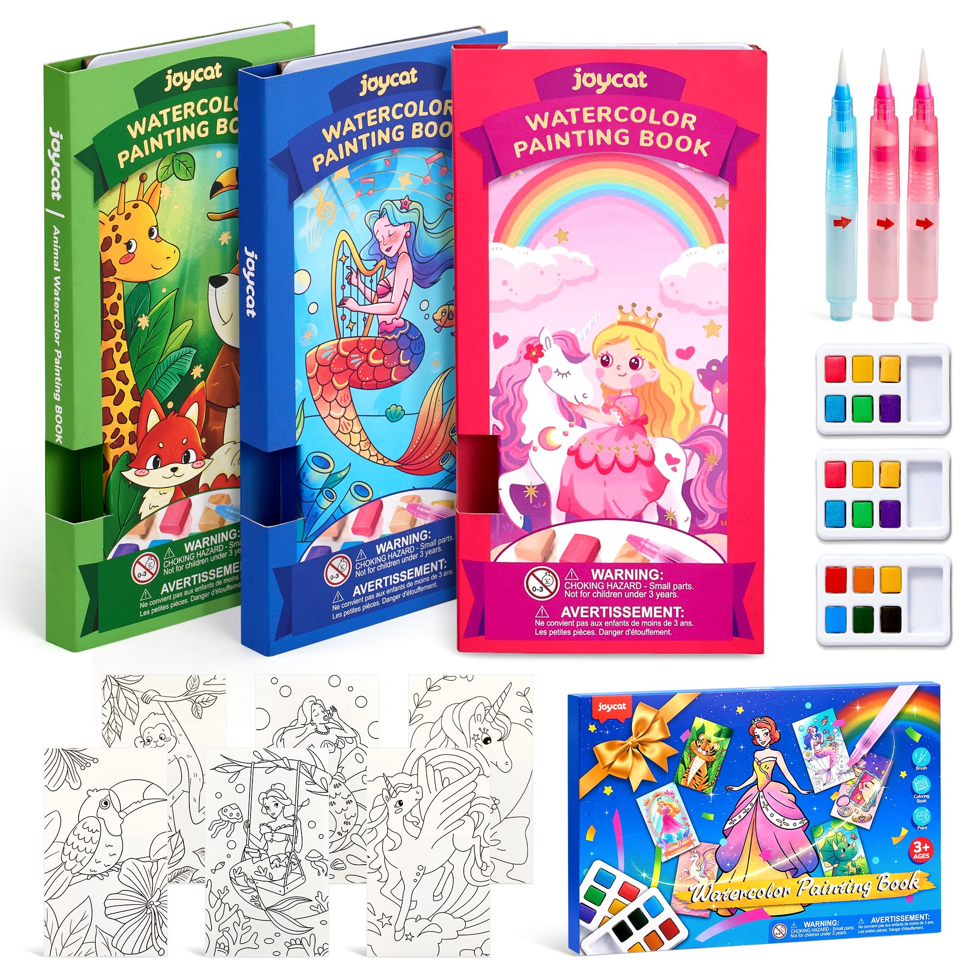 JoyCat 3 Pack Pocket Paint with Water Coloring Books for Kids