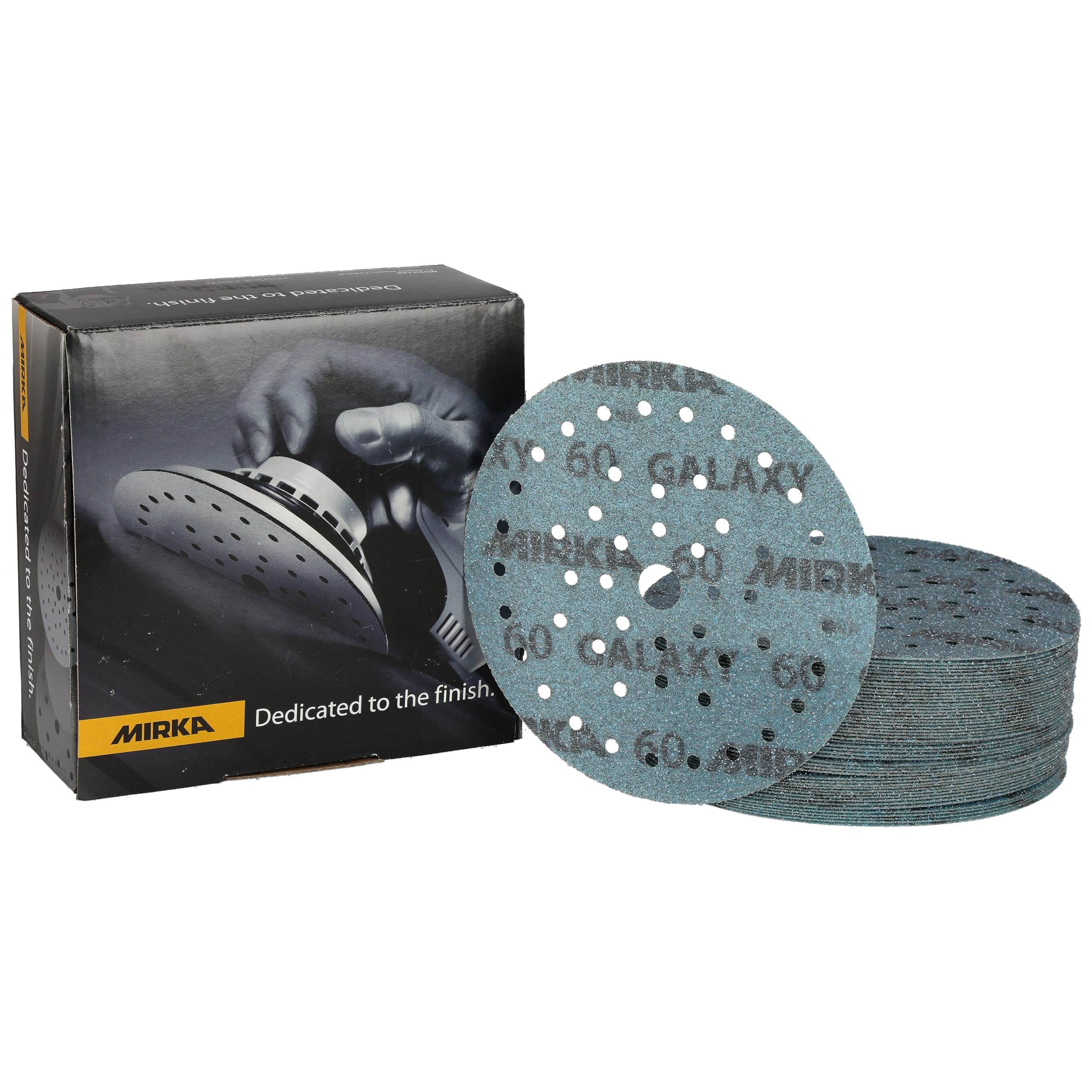 Mirka Galaxy epoxy sandpaper 150mm Hook & Loop grit 60 for sanding epoxy resin, wood, epoxy, rivertable / 50 pcs sanding discs
