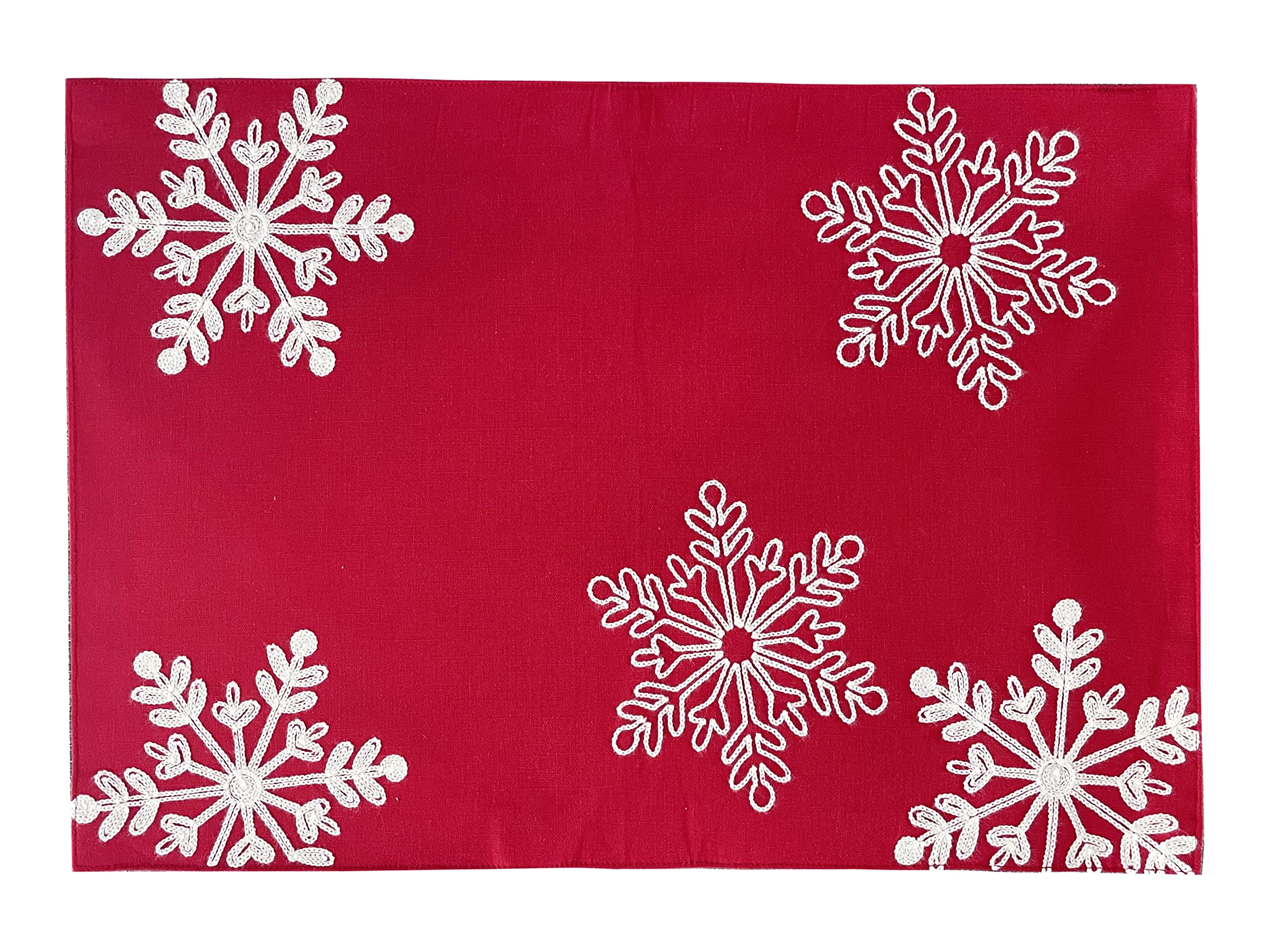 Fennco Styles Holiday Embroidered Snowflake Placemats 13
