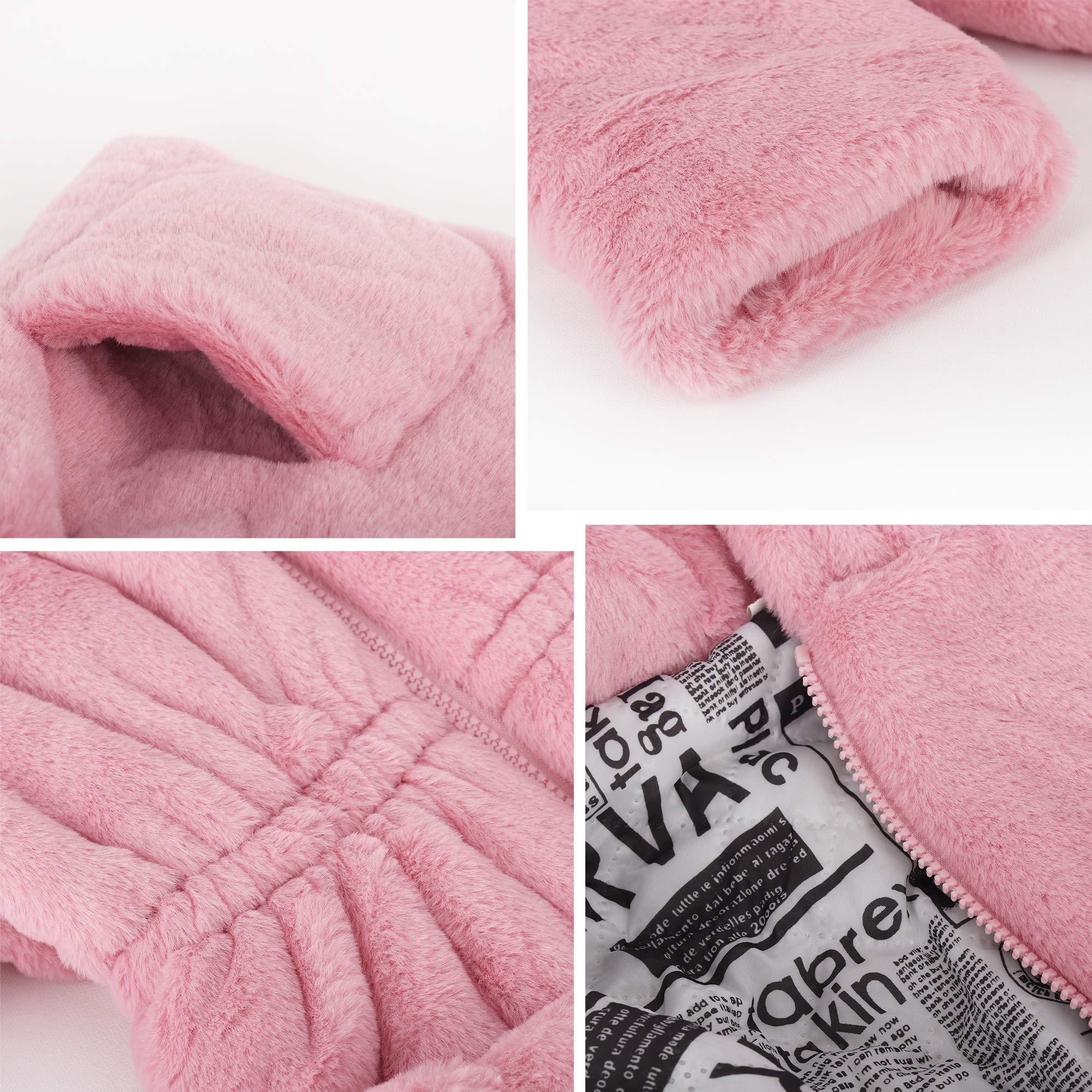 Chaqueta de Invierno con Capucha de Piel Sintética para Bebés Niñas Pequeños Infante Abrigo Chaqueta Gruesa para Otoño Invierno Dulce y adorable - Talla 74 80 86 92 98 104 110 112 128