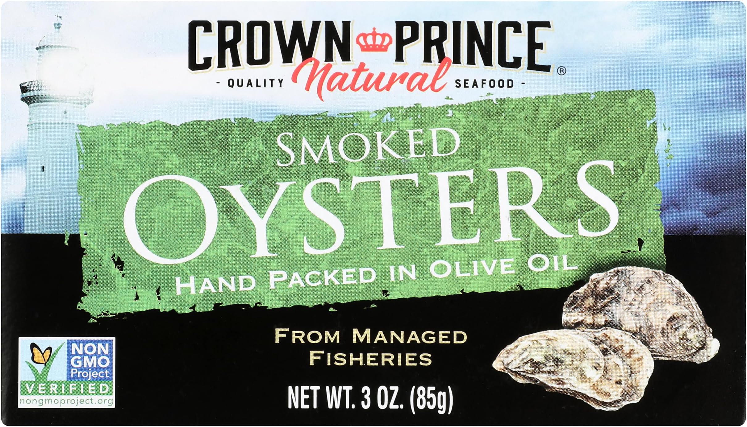 Crown Prince Natural Smoked Oysters in Pure Olive Oil, 3 Ounce
