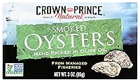 Vista 1 de Crown Prince Ostras ahumadas naturales en aceite de oliva puro, 3 onzas