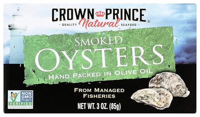 Crown Prince Natural Smoked Oysters in Pure Olive Oil, 3