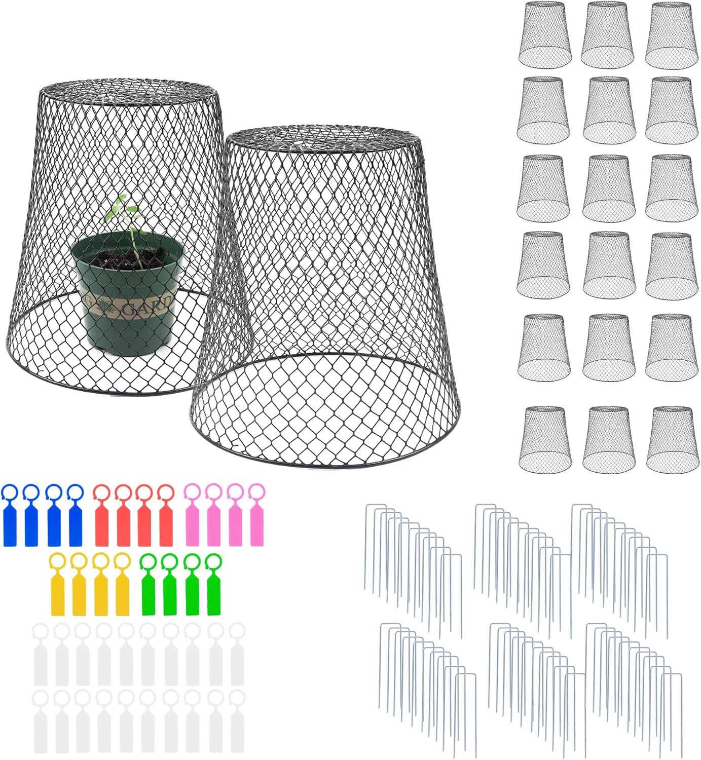 20Pcs Chicken Wire Cloche Plant Covers, 9.29.2 Inches Plant Protectors from Animals, Metal Garden Plant Cages for Outdoor Plants, Keep Rabbits, Squirrels, Birds Out